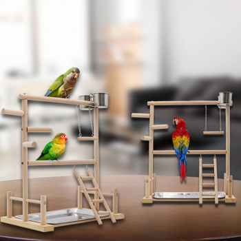 PERCH BIRD PLAY STAND NATURAL WOOD BIRD EXERCISE PLAYGYM PARROT BIRD PLAYGROUND 